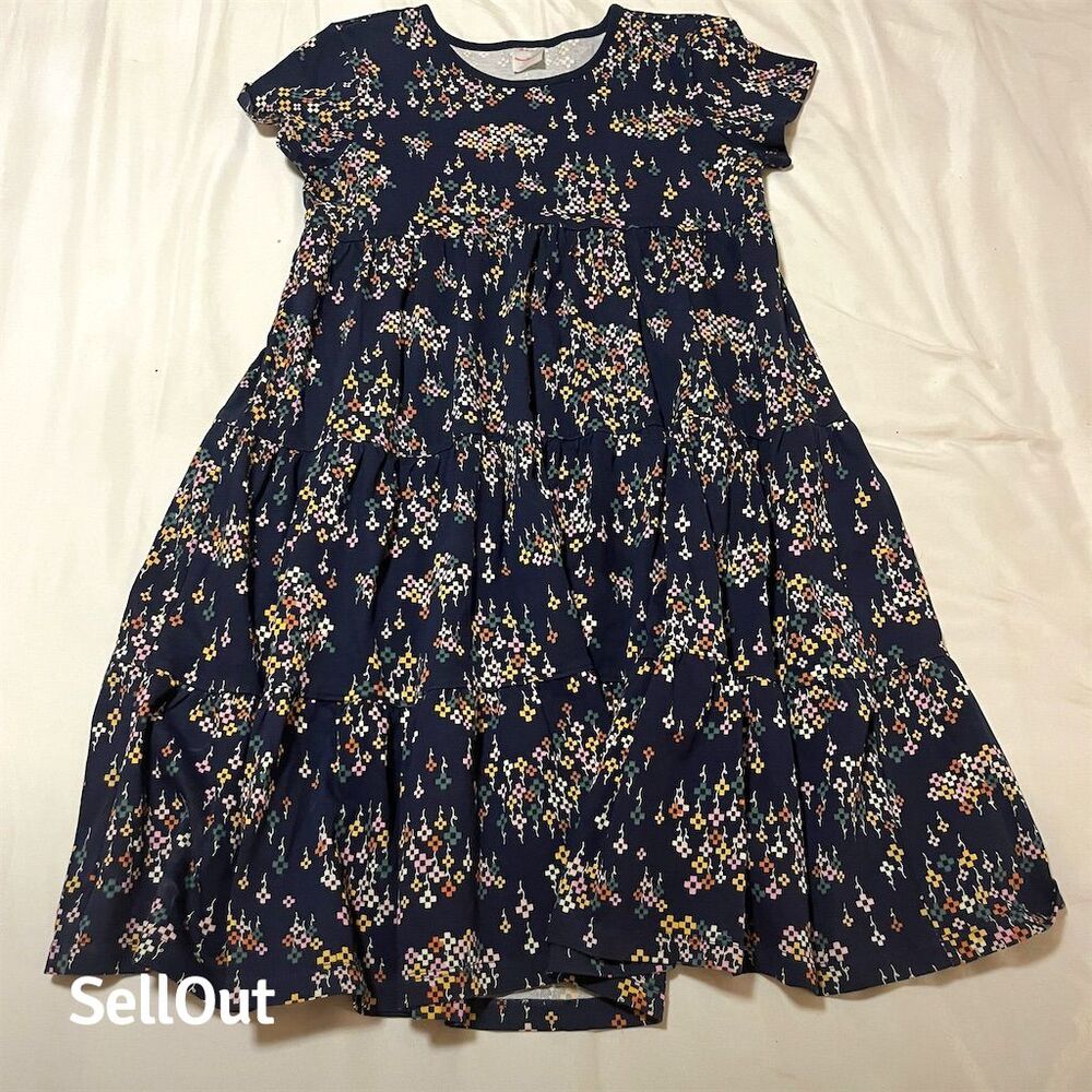 Hanna Andersson Girls Floral Twirl Dress Size 12 Knee Length